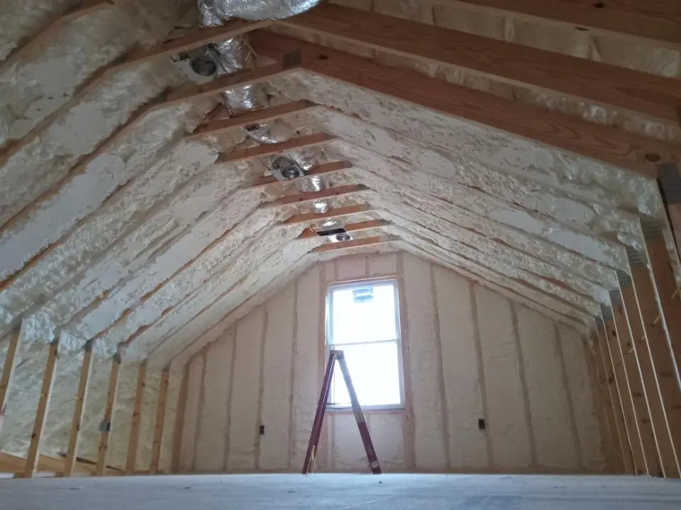 Spray foam roofing application for Crawl Space Insulation project in Rochester